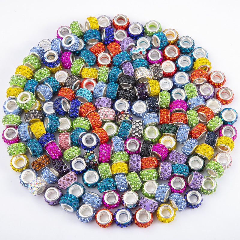 Venta al por mayor 10-200PCS/Pack 14mm Rhinestone Clay Perlas de agujero grande 10/50/100/200PCS/Pack
